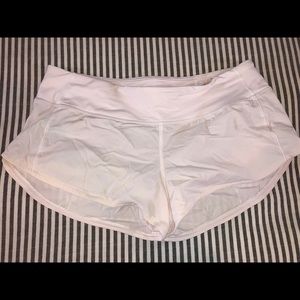 White Lululemon Speed Up Shorts
